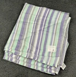 Blanket Burts Bees Baby Girl Organic Cotton Mint Green Purple Lavender Stripe - Picture 1 of 5