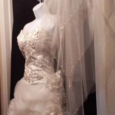 Top con joyas victoriano novia María Antonieta catedral tren boda... nuevo sin etiquetas Foto 1 de 4