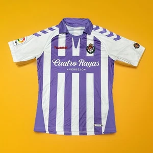 Camiseta deportiva de fútbol local Hummel del Real Valladolid 2018/19 púrpura y blanca para hombre talla mediana - Imagen 1 de 13