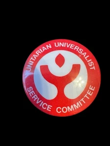 Prendedor botón círculo rojo Comité de Servicio Universalista Unitario W1 - Imagen 1 de 4