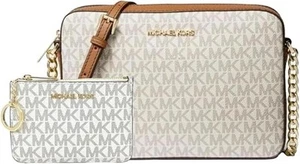Michael Kors Jet Set Large Printed Logo Crossbody Bag With Matching Logo Coin - Picture 1 of 4