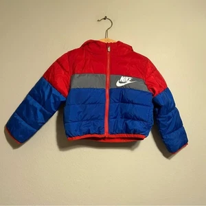 Nike Sportswear Toddler Boys Just Do It Puffer Jacket Blue Red Size 2T - Picture 1 of 11