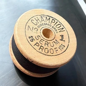 Vintage Gudebrod Bros. Champion No. 1 Silk Braid Black 25Yd Spool Thread - Picture 1 of 3