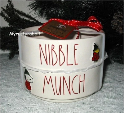 Tigela Rae Dunn Nibble & Munch Pet - Conjunto de 2 - Cachorro gato Snoopy Woodstock - Imagem 1 de 4