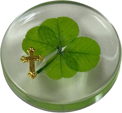Real Four Leaf Clover Good Luck Pocket Token, Preserved, 1.25”, Including Metal  - image 1 of 4