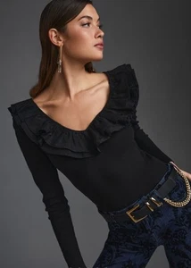 Anthropologie Dolan Langarmshirt mit Rüschen Größe XL Neu mit Etikett - Bild 1 von 4