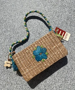 90s VINTAGE DEADSTOCK ESPRIT STRAW PURSE SUMMER NWT COCONUT GIRL TROPICAL Y2k - Picture 1 of 6