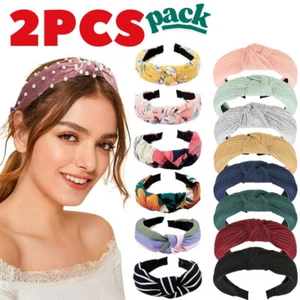 2Pcs Wide Soft Headband Women Girls Floral Alice band hair bands UK - Picture 1 of 28