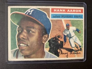 1956 Topps # 31 - Hank Aaron Gray Back Milwaukee Braves Baseball Card - Picture 1 of 2