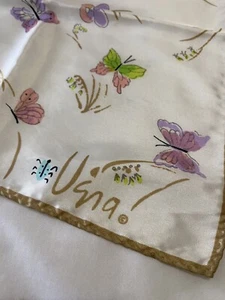 Vintage Scarf Butterfly Square 22" By 22" VERA White Blue Pink 1970-1980 - Picture 1 of 6