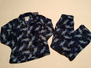 Seven Apparel  2-Pc Fleece Pajama Set  Boys Sz-4  Top & Bottom  Blue Sharks  NWT - Picture 1 of 3