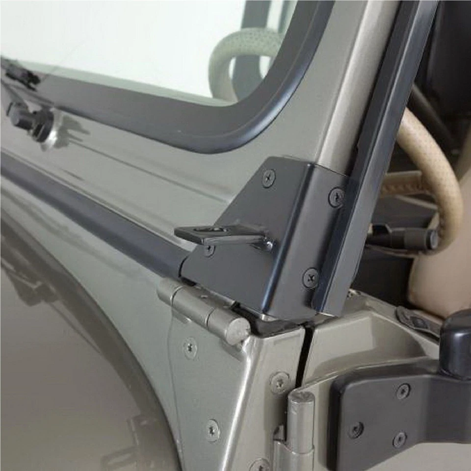 Rampage 7609 Pair of Black Windshield Hinge Light Bracket for 87-95 Wrangler YJ - Image 1 of 4