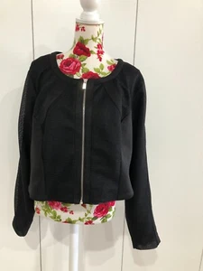 CITY CHIC BLACK LONG SLEEVED ZIP FRONT ROUND NECK JACKET SIZE XS - Picture 1 of 8