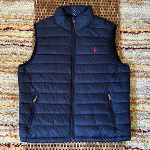 Polo Ralph Lauren Goose Down Full Zip Puffer Vest Blue Men's Size Large L - Picture 1 of 3