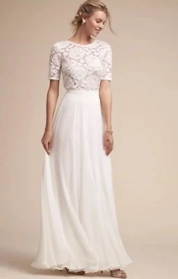 NUEVA $220 BHLDN Falda Hamptons Talla 2 Invierno Blanco Novia Jenny Yoo Z403-1 Foto 1 de 4