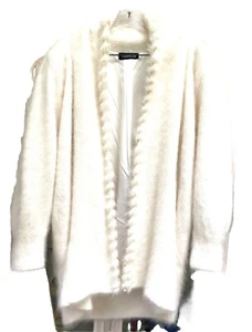 Angora Vintage CONNIE A. LEE White Lined Sweater Jacket Large - Picture 1 of 4