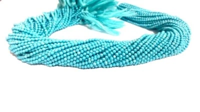 Cuentas sueltas de piedras preciosas redondas micro facetadas turquesa natural 10 hebras Foto 1 de 4