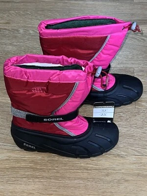Botas de Nieve Sorel Flurry Niñas 7 Rosa Aisladas Impermeables Jóvenes Niños Nuevas en Caja Foto 1 de 4
