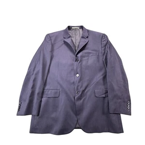 Burberry London Wool Blazer Jacket Mens 46R Blue Striped USA Union Made - Picture 1 of 12