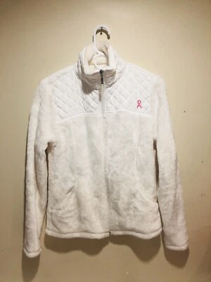 Exertek Women Small Jacket White Fleece Fur Zipper Interior pocket Lightweight - Image 1 of 4