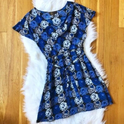 Tracy Reese Silk Dress Blue Floral S Small NWOT New Tie Waist - Image 1 of 4