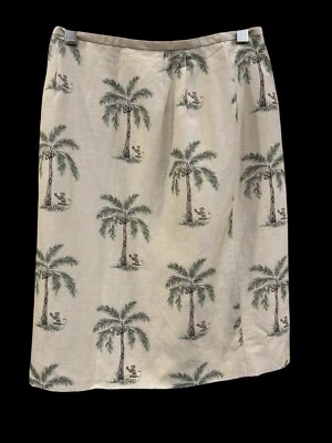Винтажная женская юбка Talbots Monkey Palm Tree 6 лен шелк бежевый сделано в США - Изображение 1 из 4