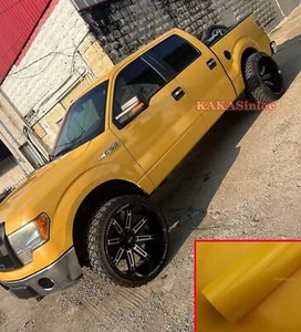 Glossy Bright Yellow Whole Car SUV Paint Vinyl Wrap Hood Sticker Bubbles Free US - Picture 1 of 4