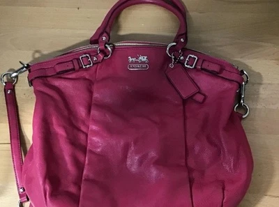COACH Madison Leather Lindsey Satchel Shoulder Bag In Fuchsia 18641  - Image 1 of 4