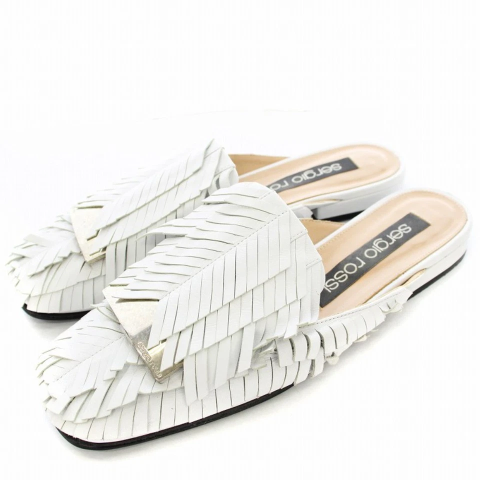 Sapato plano feminino Sergio Rossi tamanho 37,5 couro branco - Imagem 1 de 4