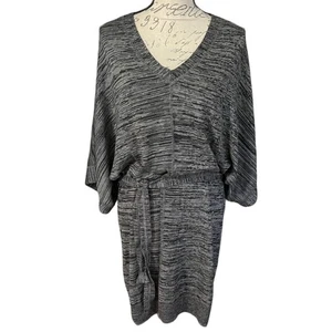 Ana Gray V Neck Belted Sweater Dress Size Large - Picture 1 of 6