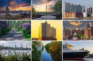9 Postkarten Ansichtskarten Hamburg: Bilder Fotos Elbphilharmonie Speicherstadt - Picture 1 of 10