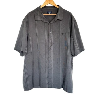 George Shirt Men's 3XL Gray Stripe Button Up Short Sleeve Lightweight Pocket Top - Picture 1 of 9