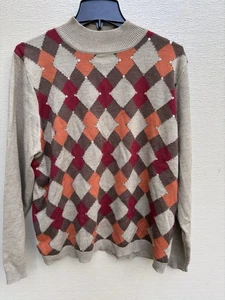 Vintage 90s Alfred Dunner Womens Academia Argyle Old Money Sweater Size XL - Picture 1 of 5