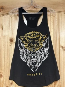 Ink Addict Travis Brown Black Racer Back Tank Large Wolf Sheep - Picture 1 of 6