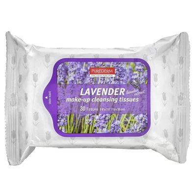 Pañuelos de limpieza de maquillaje, lavanda, 30 pañuelos Foto 1 de 2