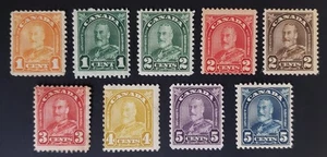 Stamps Canada Mint: #162-70 1c-5c Geo. V Arch Issue set of 9 Fine MH - Picture 1 of 1