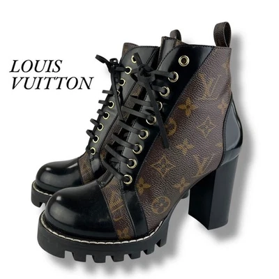 LOUIS VUITTON Star Trail Monograma Cremallera Lateral Botines Cuero Marrón EU37 US7 Foto 1 de 4