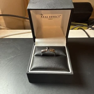 Real Effect Sterling Silver Blue Single Stoned Ring unworn excellent condition - Picture 1 of 18