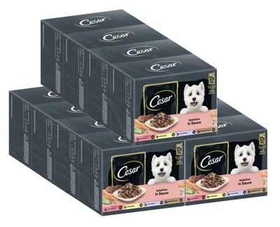144x100g Cesar Hundefutter Nassfutter Selektion in Sauce Fleisch Gemüse Beutel - Bild 1 von 4