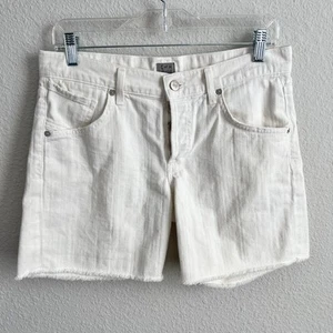 Citizens of Humanity White Cut Off Shorts Women's 27 Button Fly Mid Rise Cotton - Picture 1 of 7