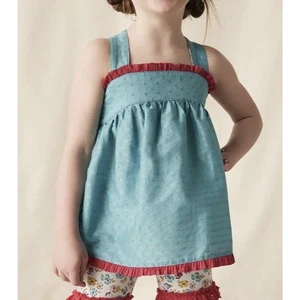 Matilda Jane Full of Wonder Girls 10 Criss Cross Ruffle Tank Top Blue Pink NWOT - Picture 1 of 8