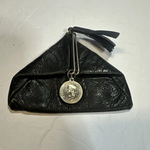 Vintage Firenze Fiocchi Italian Leather Triangle Coin Purse Queen Victoria Coin - Picture 1 of 8