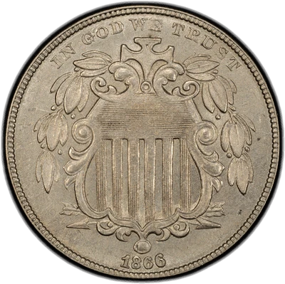 1866 Rays 5C PCGS  AU-58 CAC - Image 1 of 2