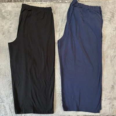 Novo com etiquetas Ulla Popken Lote de 2 Calças Pull On Perna Larga 36/38 Pequenas Plus Size Femininas - Imagem 1 de 4