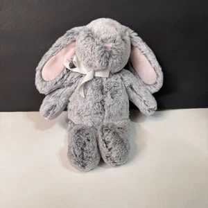 Pottery Barn Kids Plush Gray Bunny Pink Ears Nose 16" White Bow PBK 2015 - Picture 1 of 11