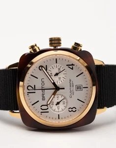 RRP€360 BRISTON Clubmaster Classic Chronograph Wristwatch Quartz Water-Resistant - Picture 1 of 6