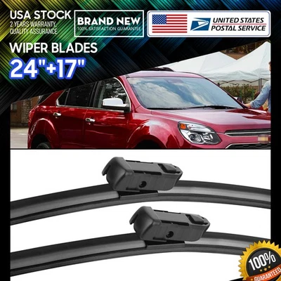 24''+17'' Top Lock Wiper Windshield Rain Blades For 2010-2016 Chevrolet Equinox - Image 1 of 4