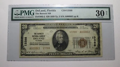 $20 1929 DeLand Florida FL National Currency Bank Note Bill Ch. #13388 VF30 PMG - Image 1 of 4