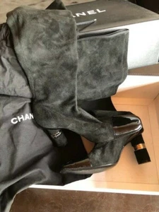 Chanel size 36 1/2 suede and patent leather high boots worn 2 times  - Picture 1 of 4