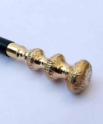 Antiguo bastón de madera vintage bastón mango de latón perilla regalo Foto 1 de 4